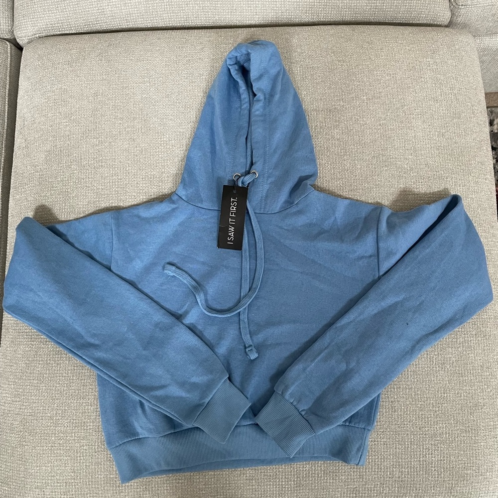 Blue Cropped Hoodie